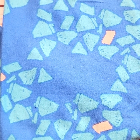 LuLaRoe light blue & dusty rose abstract Leggings - OS - Picture 4 of 8